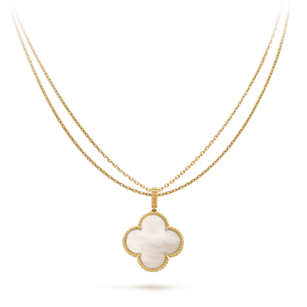 CLOVER PINK MOP GOLD NECKLACE