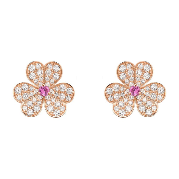 FRIVOLE PINK GOLD FLOWER DIAMOND EARRINGS