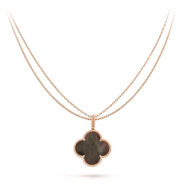 CLOVER GOLD DARK MOP BIG CLOVER NECKLACE