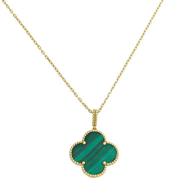 CLOVER MALACHITE GOLD NECKLACE