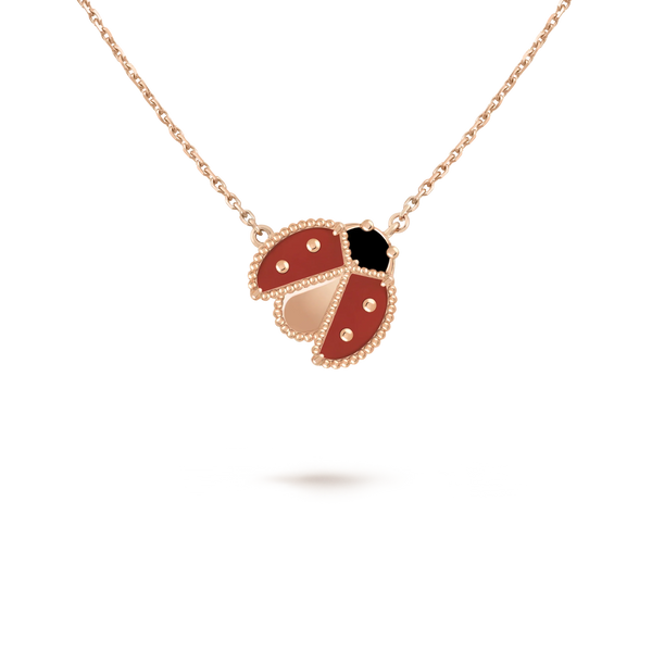 LUCKY SPRING OPEN WINGS BUG PINK GOLD PENDANT